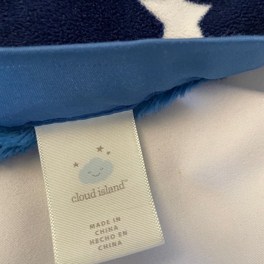 Cloud Island Gray Dog Blue Security Blanket White Stars Lovey 29x28.5” - Picture 5 of 14